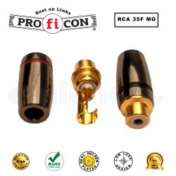 RCA 35F MG ΜΑΥΡΟ της Pro.fi.con υψηλής ποιότητος επίχρυσο θηλυκό φις female plug golden plated